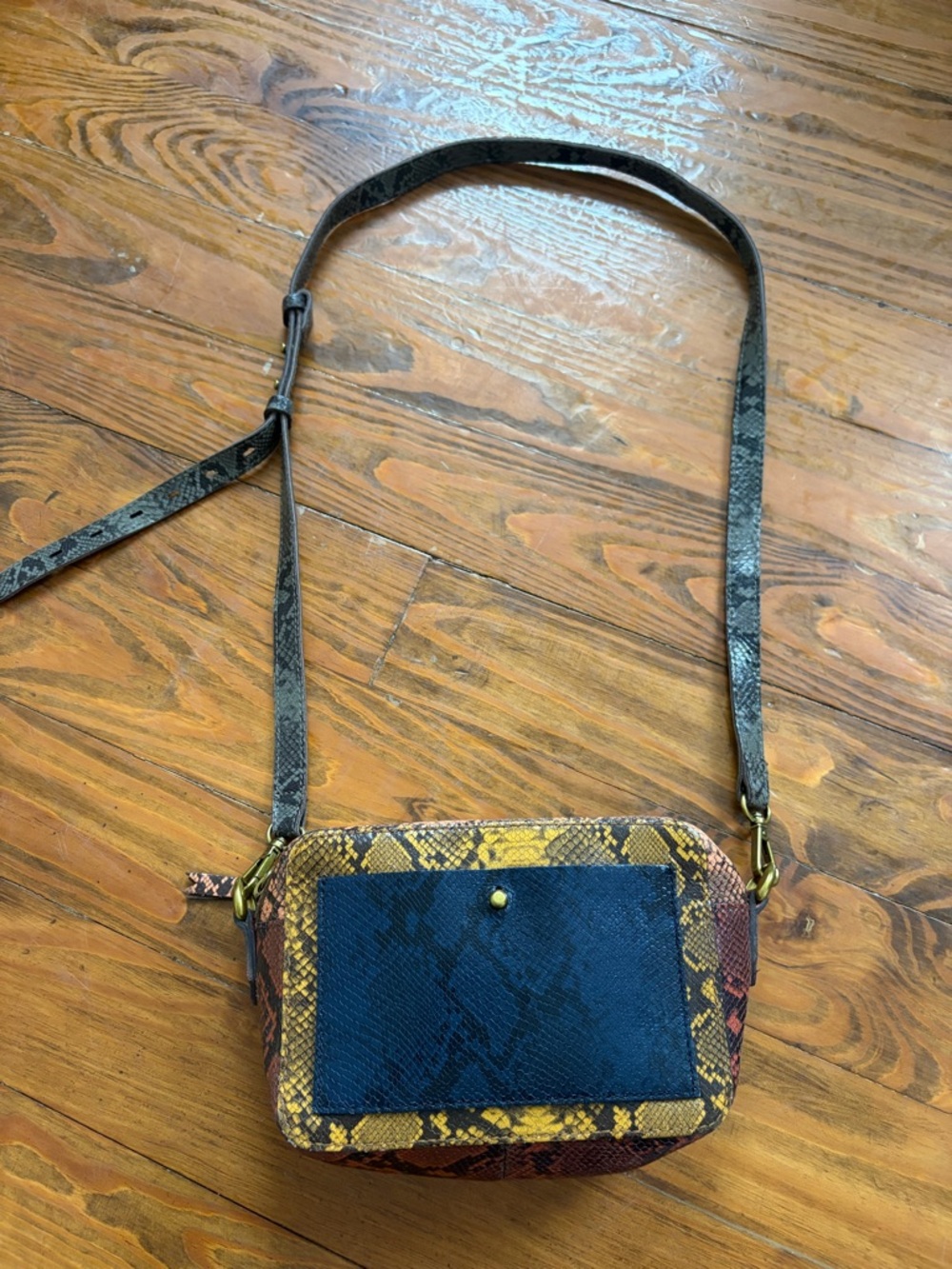Madewell The Transport Camera Bag Colorblock Snake Embossed Edition